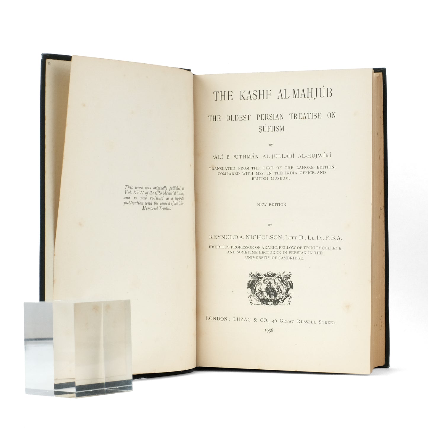 AL_HUJWIRI, Ali b. Uthman Al-Jullabi; Reynold A. Nicholson, trans.