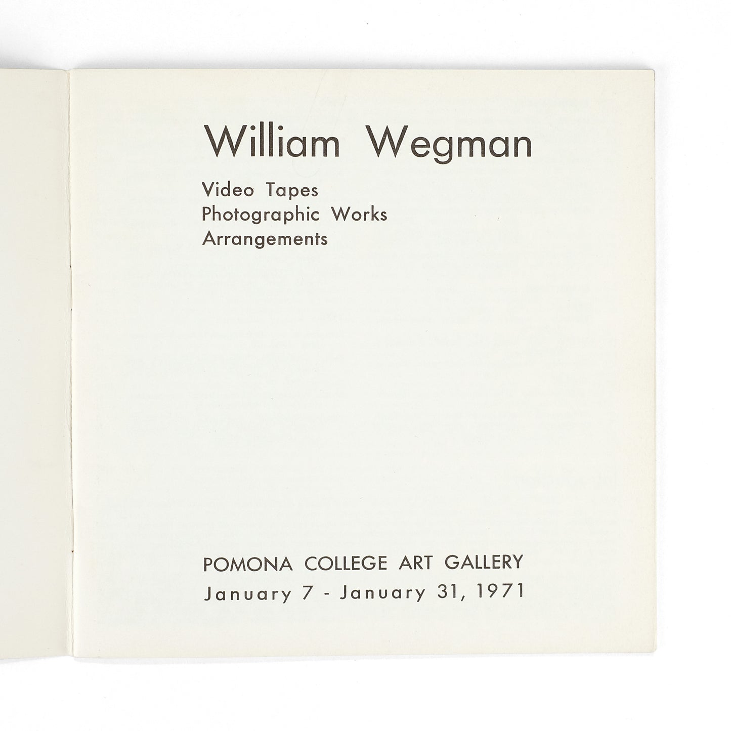 WEGMAN, William; Helene Winer, intro.