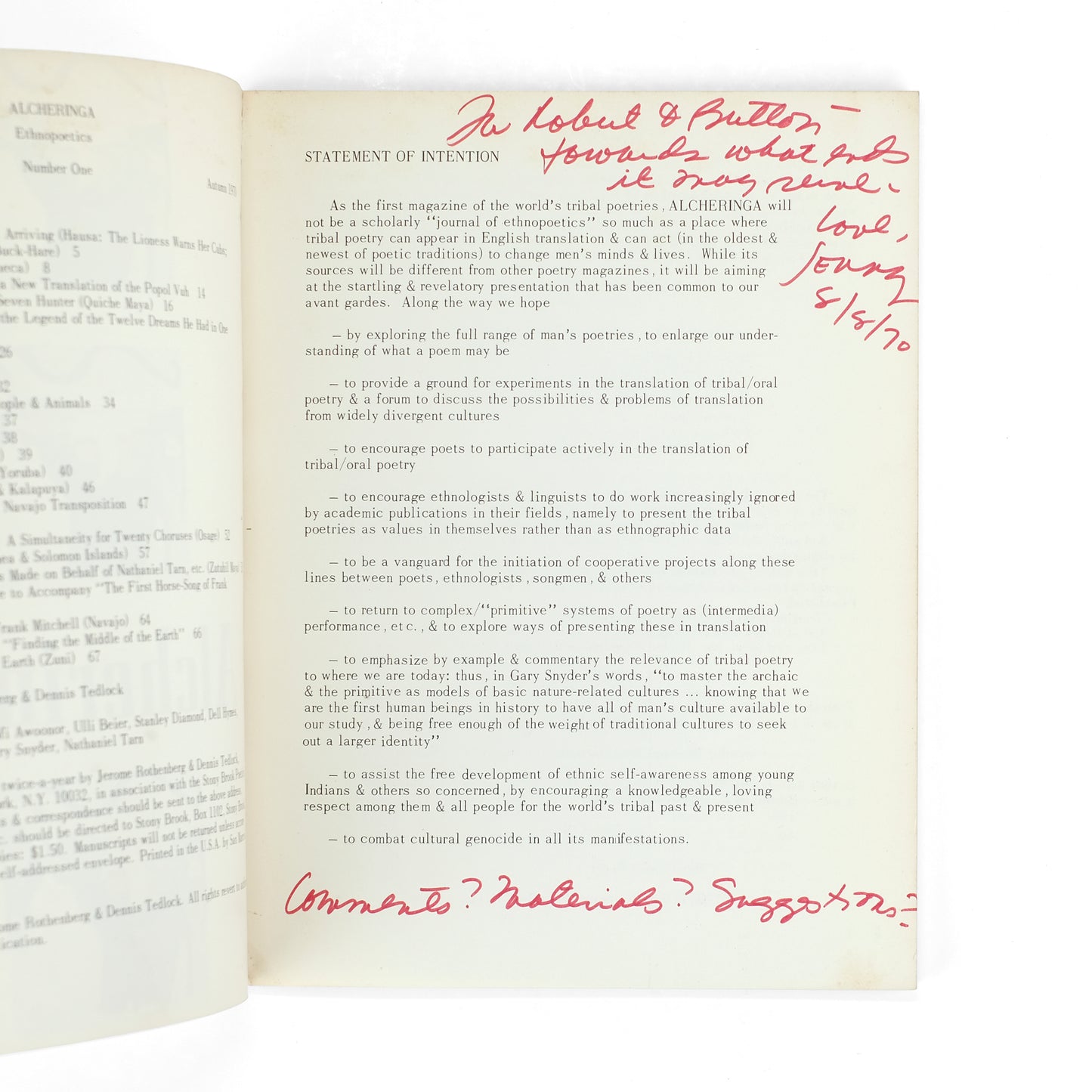 ROTHENBERG, Jerome, and Dennis Tedlock, eds.