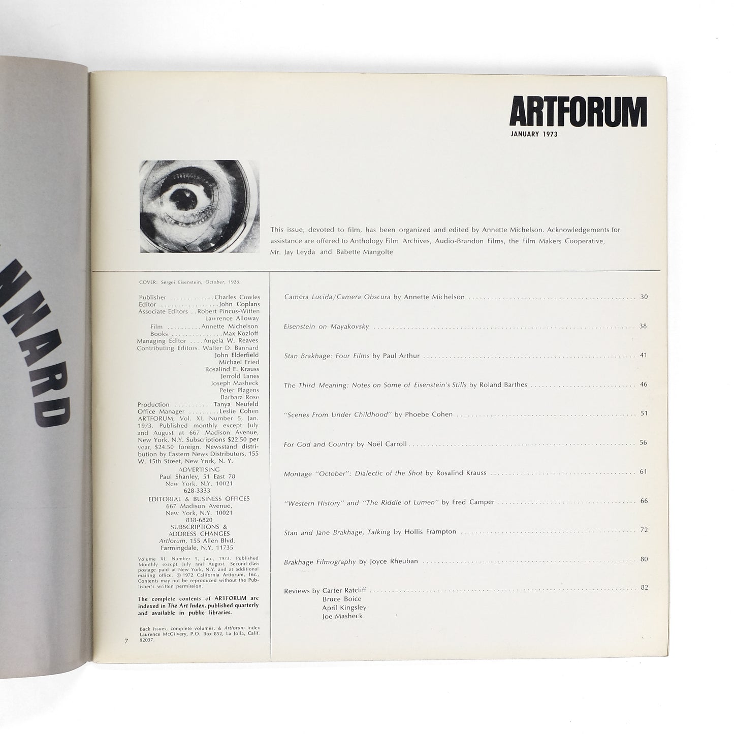 COPLANS, John, ed; Annette Michelson, guest ed.