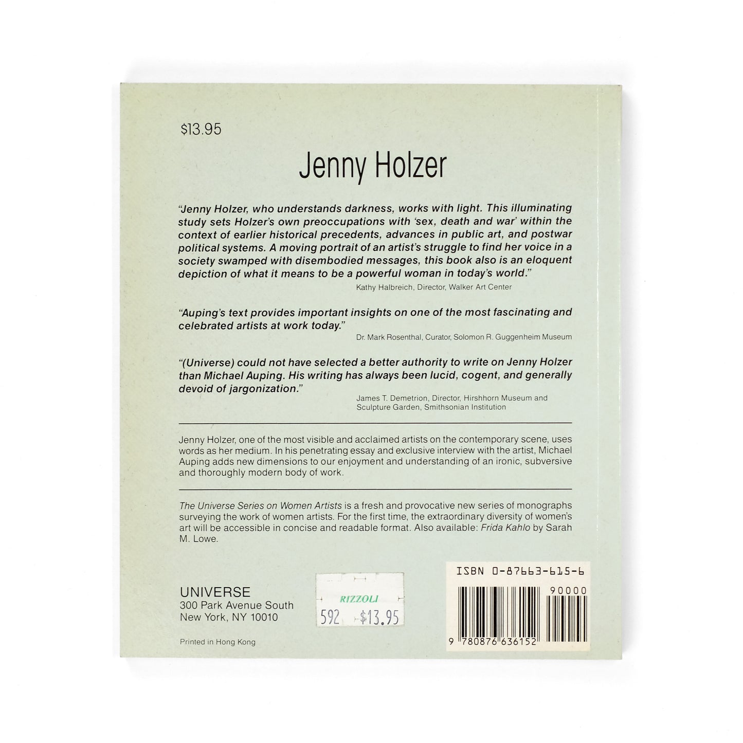 HOLZER, Jenny; Michael Auping, text
