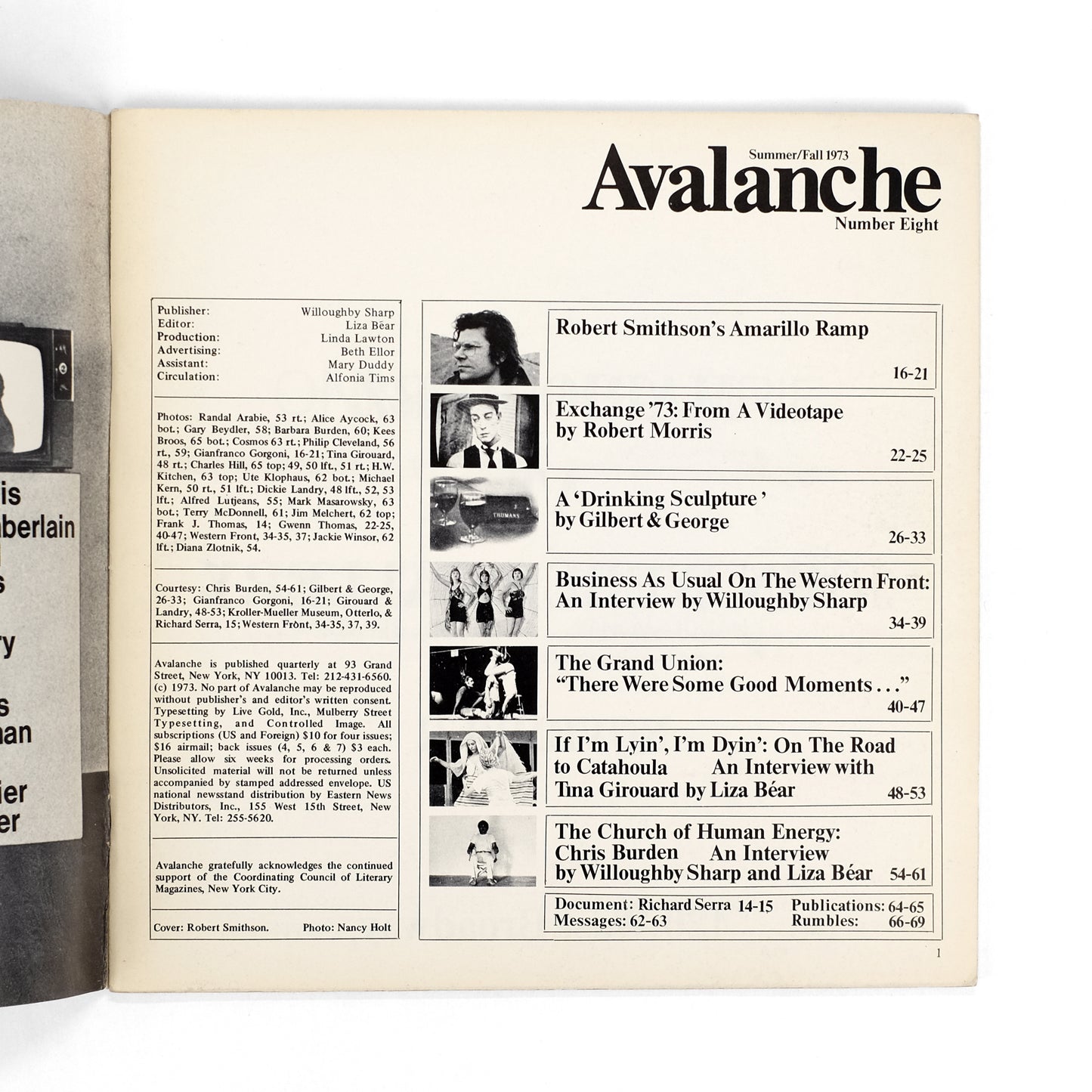 BÉAR, Liza, ed; Willoughby Sharp, publisher