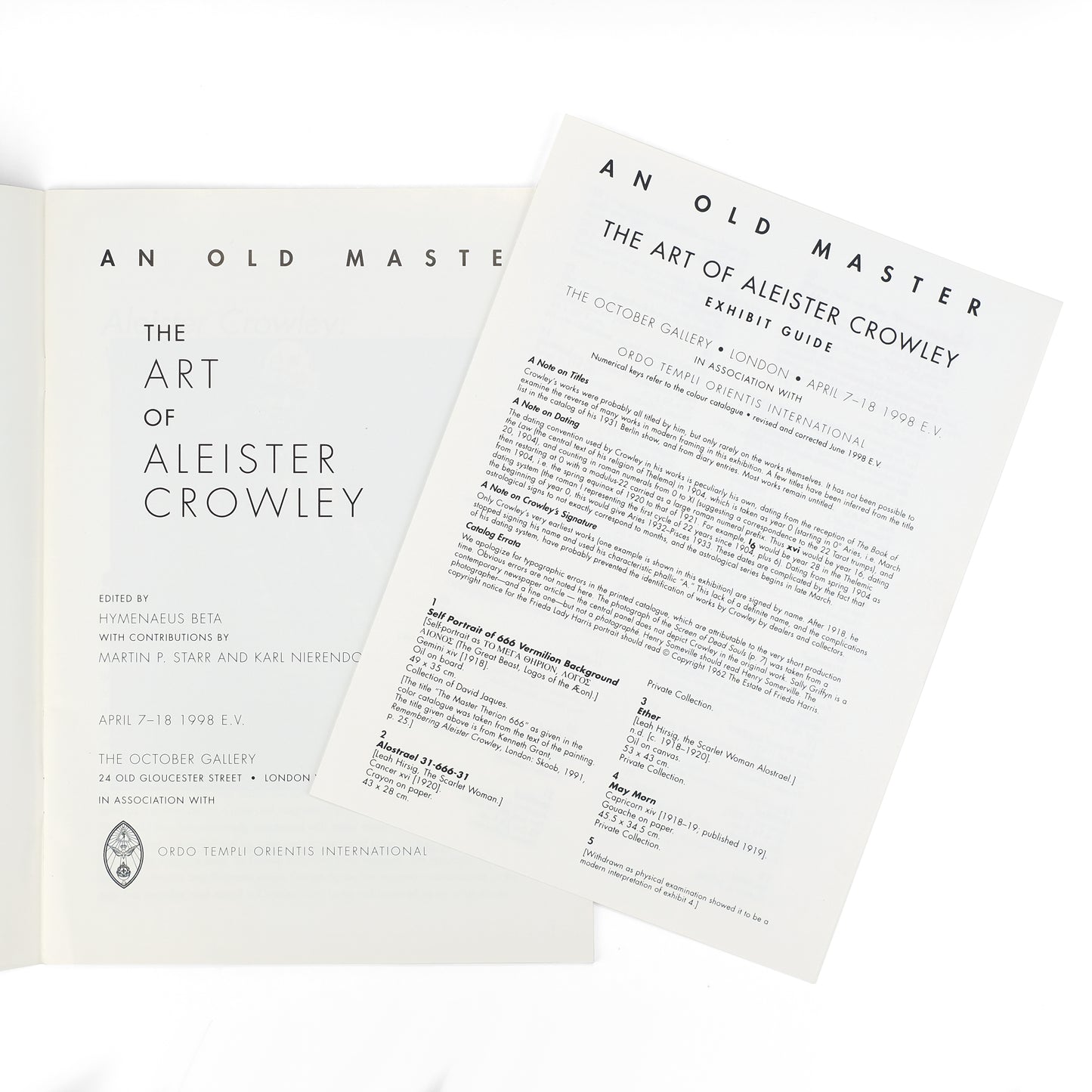 [CROWLEY, Aleister]; Hymeneaus Beta, ed.