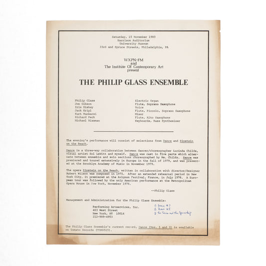 [THE PHILIP GLASS ENSEMBLE]