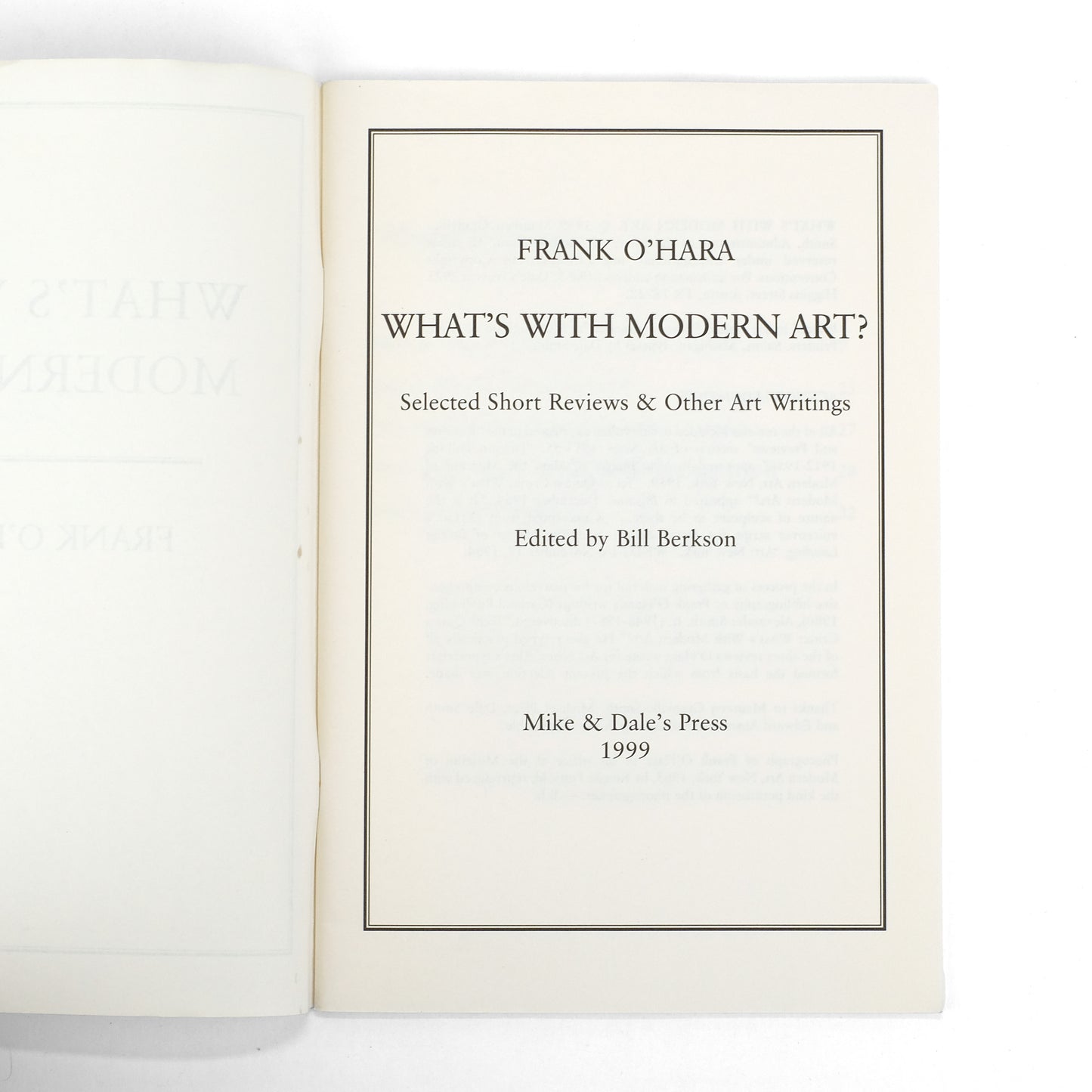 O'HARA, Frank; Bill Berkson, ed.
