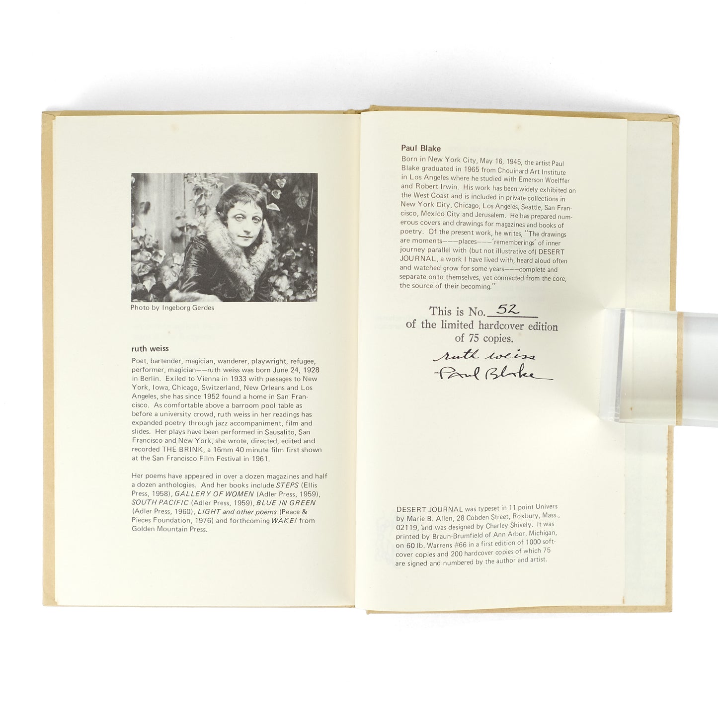 WEISS, ruth; Paul Blake, drawings